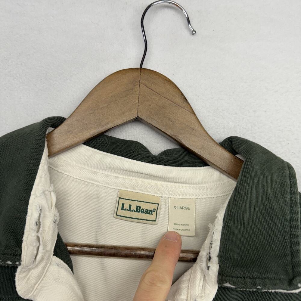 Vintage LL Bean Rugby Shirt men's XL Blue Green Colorblock Thick Distressed y2k - Picture 8 of 10